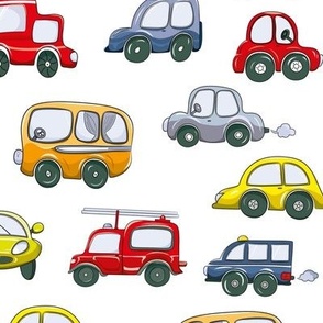 Medium Scale City Cars and Trucks Primary Colors Toddler Child Novelty