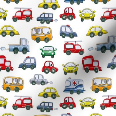 Small Scale City Cars and Trucks Primary Colors Toddler Child Novelty