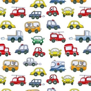 Small Scale City Cars and Trucks Primary Colors Toddler Child Novelty