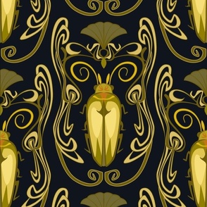 artnouveau bug darkgrey goldenyellow