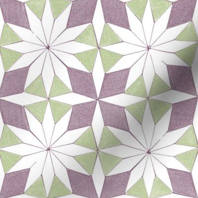 pattern blocks - star and cross - purple and green