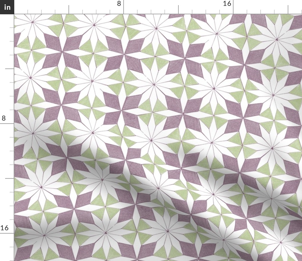 pattern blocks - star and cross - purple and green