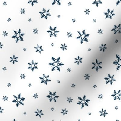 Snowflakes white dark blue