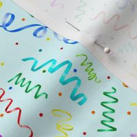 Medium Scale Ribbon Streamers Birthday Celebration Confetti on Blue