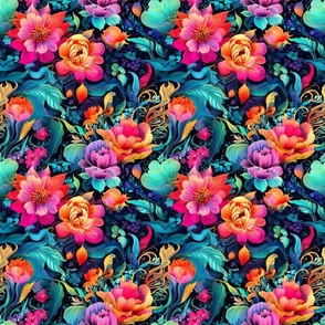 Spoonflower Fabric - Pink Turquoise Waves Roses Border Geo Tile Printed on  Satin Fabric by the Yard - Sewing Lining Apparel Fashion Blankets Decor 
