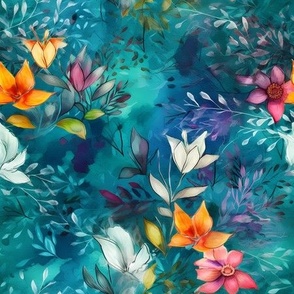 FLORAL GARDEN DEEP TURQUOISE FLWRHT