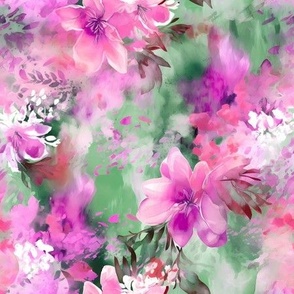 FLORAL GARDEN FUCHSIA PINK AND MINT GREEN FLWRHT