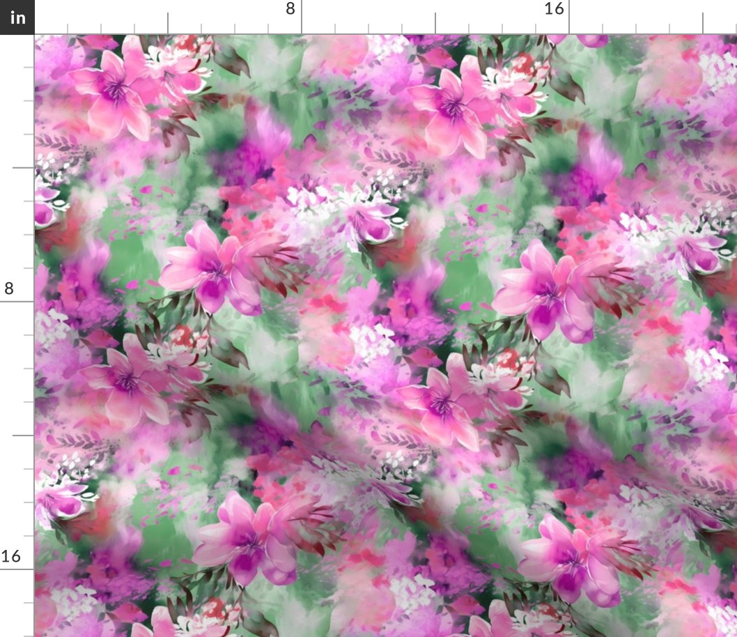 FLORAL GARDEN FUCHSIA PINK AND MINT GREEN FLWRHT