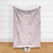 21x18 Fat Quarter Panel Happy Fucking Birthday Sarcastic Sweary Adult Humor Ribbon Streamers Celebration Confetti on Pink Placemat or Pillowcase Size