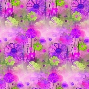 HIPPY FLORAL FIELD COORDINATE TO GIRL PURPLE GREEN FLWRHT