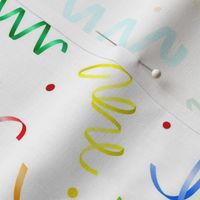 Large Scale Ribbon Streamers Birthday Celebration Confetti on White