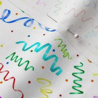 Medium Scale Ribbon Streamers Birthday Celebration Confetti on White