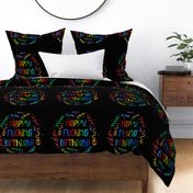 18x18 Square Panel Happy Fucking Birthday Sarcastic Sweary Adult Humor Ribbon Streamers Celebration Confetti on Black for Pillow or Cushion