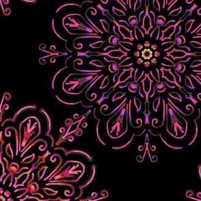 Folk Art Kaleidoscope in Pink and Purple