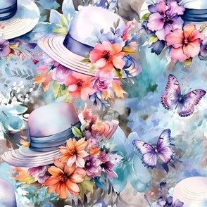 FLOWERY HATS FLORAL GARDEN BLUE FLWRHT