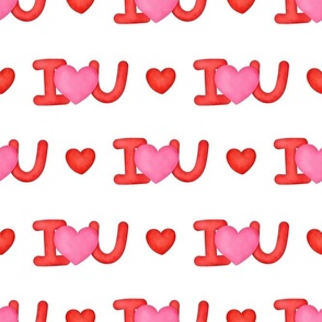 Large Scale I Love You Valentine Red Letters with Pink Hearts