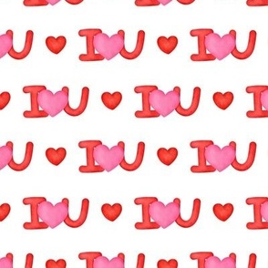 Medium Scale I Love You Valentine Red Letters with Pink Hearts