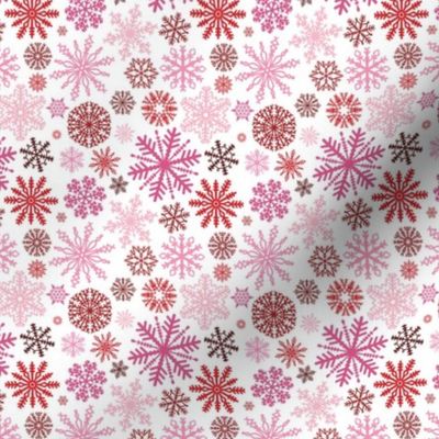 Small Scale Pink and Red Winter Valentine Snowflakes