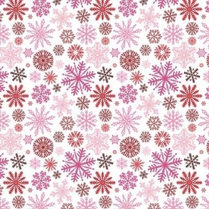 Small Scale Pink and Red Winter Valentine Snowflakes