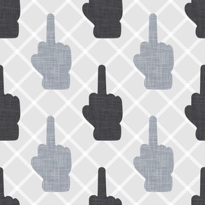 Large Scale Middle Fingers in Grey and Black Adult Sarcastic Humor Up Yours F You
