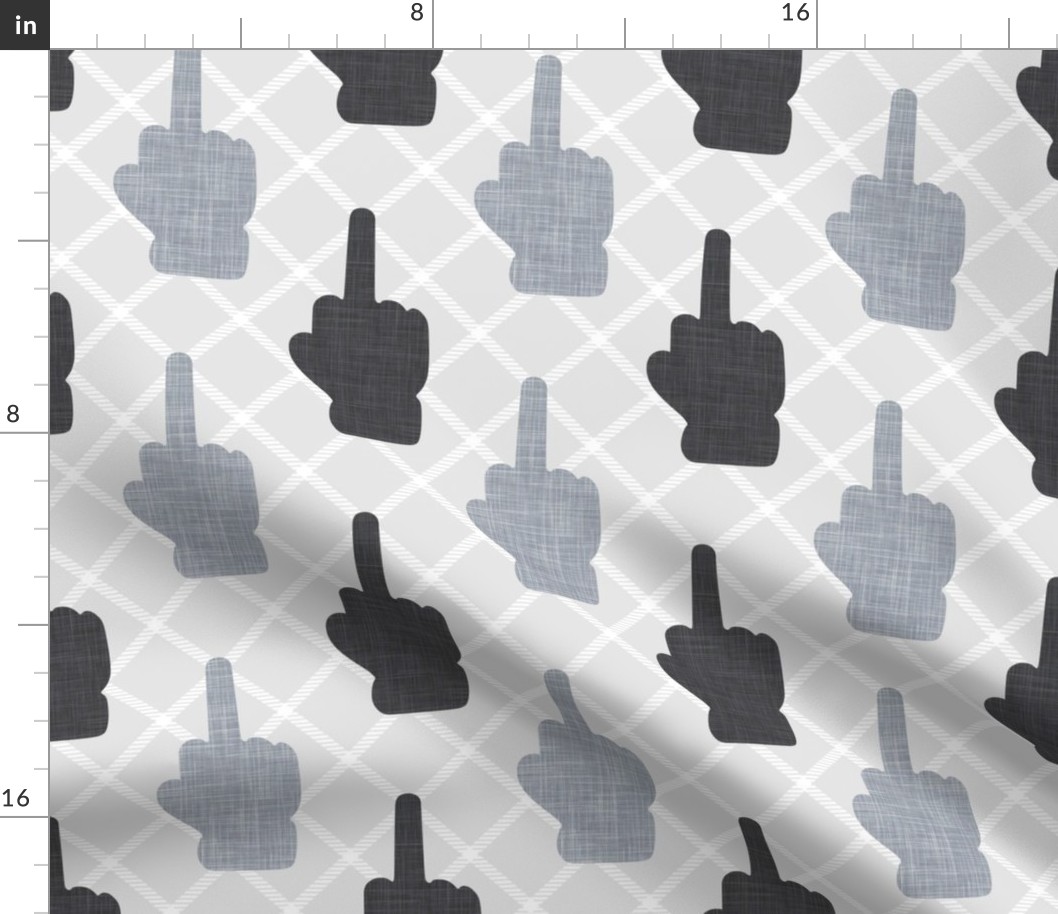 Large Scale Middle Fingers in Grey and Black Adult Sarcastic Humor Up Yours F You