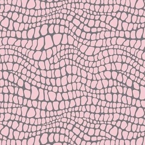 Alligator Pattern - Pink Blush and Mouse Grey