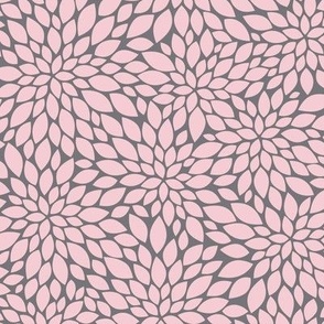 Dahlia Blossom Pattern - Pink Blush and Mouse Grey