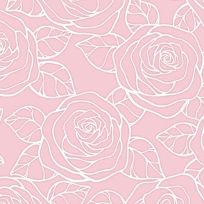 Rose Cutout Pattern-  Pink Blush and White