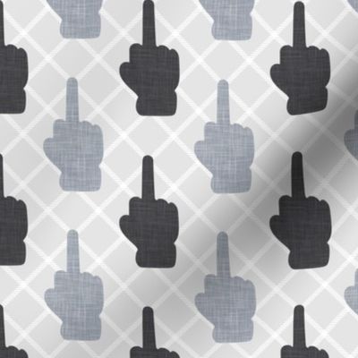 Medium Scale Middle Fingers in Grey and Black Adult Sarcastic Humor Up Yours F You