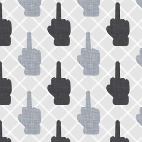 Medium Scale Middle Fingers in Grey and Black Adult Sarcastic Humor Up Yours F You