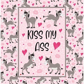 14x18 Panel Kiss My Ass Donkey Sarcastic Sweary Adult Humor for DIY Garden Flag Hand Towel or Small Wall Hanging