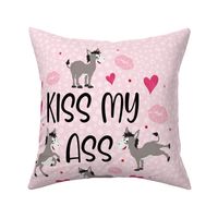18x18 Square Panel Kiss My Ass Donkeys Sarcastic Sweary Adult Humor for Pillow or Cushion