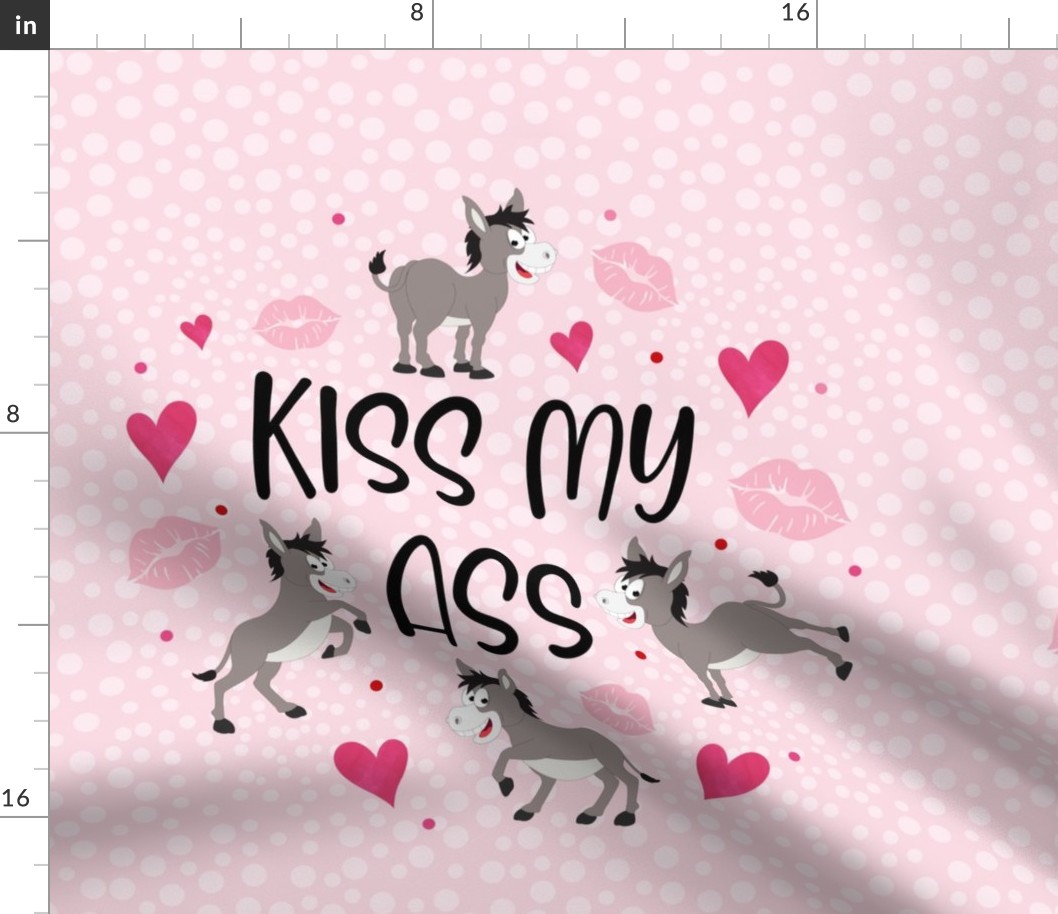18x18 Square Panel Kiss My Ass Donkeys Sarcastic Sweary Adult Humor for Pillow or Cushion