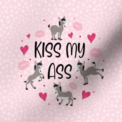 6" Circle Panel Kiss My Ass Donkeys Sarcastic Sweary Adult Humor For Embroidery Hoop Projects Potholders Quilt Squaresl Art or Quilt Square