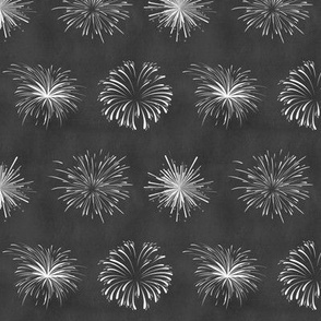 Smaller Scale Fireworks White on Chalkboard Grey Black