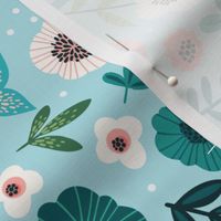 21x18 Fat Quarter Panel Every Day is a Fresh Start Inspirational Words Floral Coral Aqua Blue White Spring Flowers 