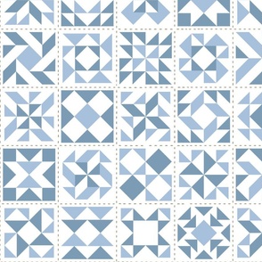 Quilting Squares in Sky Blue Patchwork Quilter Folksy - Large Scale