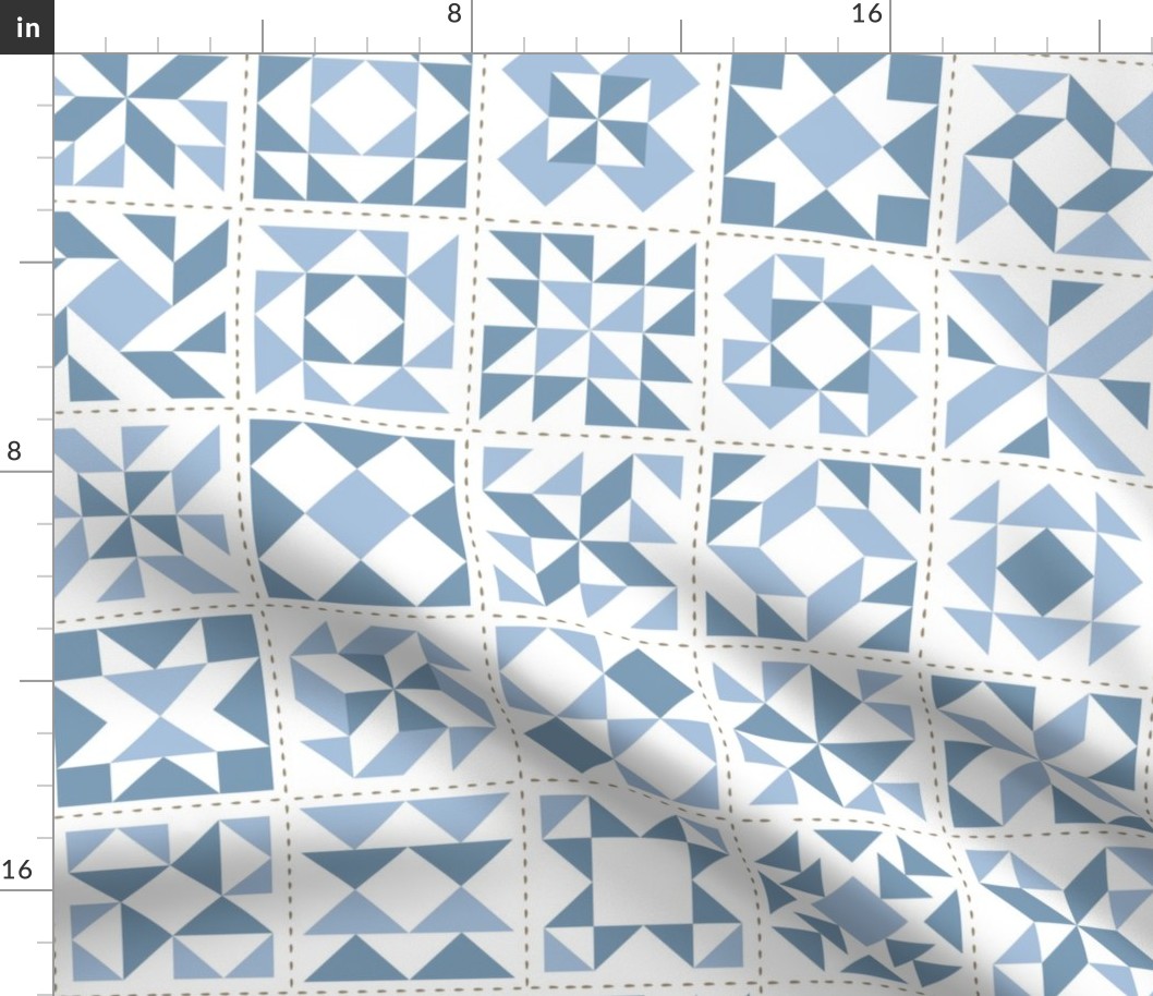 Quilting Squares in Sky Blue Patchwork Quilter Folksy - Large Scale