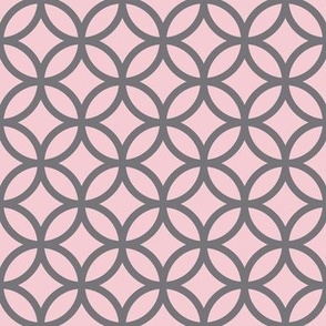 Interlocked Circles Pattern - Pink Blush and Mouse Grey
