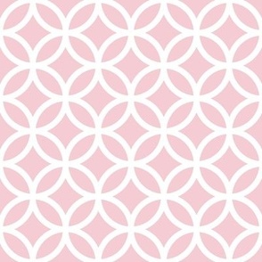 Interlocked Circles Pattern - Pink Blush and White