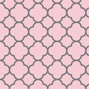 Quatrefoil Pattern - Pink Blush and Mouse Grey