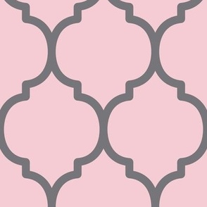 Extra Large Moroccan Tile Pattern - Pink Blush and Mouse Grey
