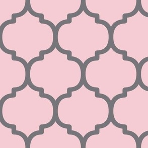 Large Moroccan Tile Pattern - Pink Blush and Mouse Grey