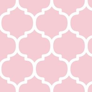Large Moroccan Tile Pattern - Pink Blush and White