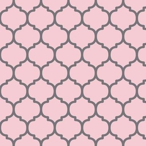 Moroccan Tile Pattern - Pink Blush and Mouse Grey
