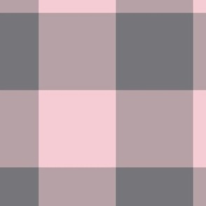 Extra Jumbo Gingham Pattern - Pink Blush and Mouse Grey