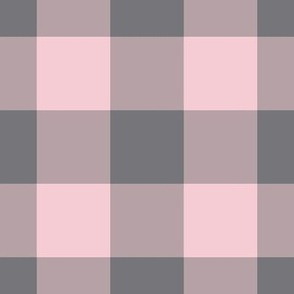 Jumbo Gingham Pattern - Pink Blush and Mouse Grey