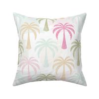 Large Scale Baby Palm Springs Soft Palette Retro Coconut Trees Pink Aqua Green Tan