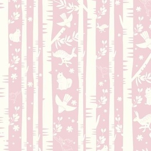 Birch Tree Woodland Cotton Candy Neutral