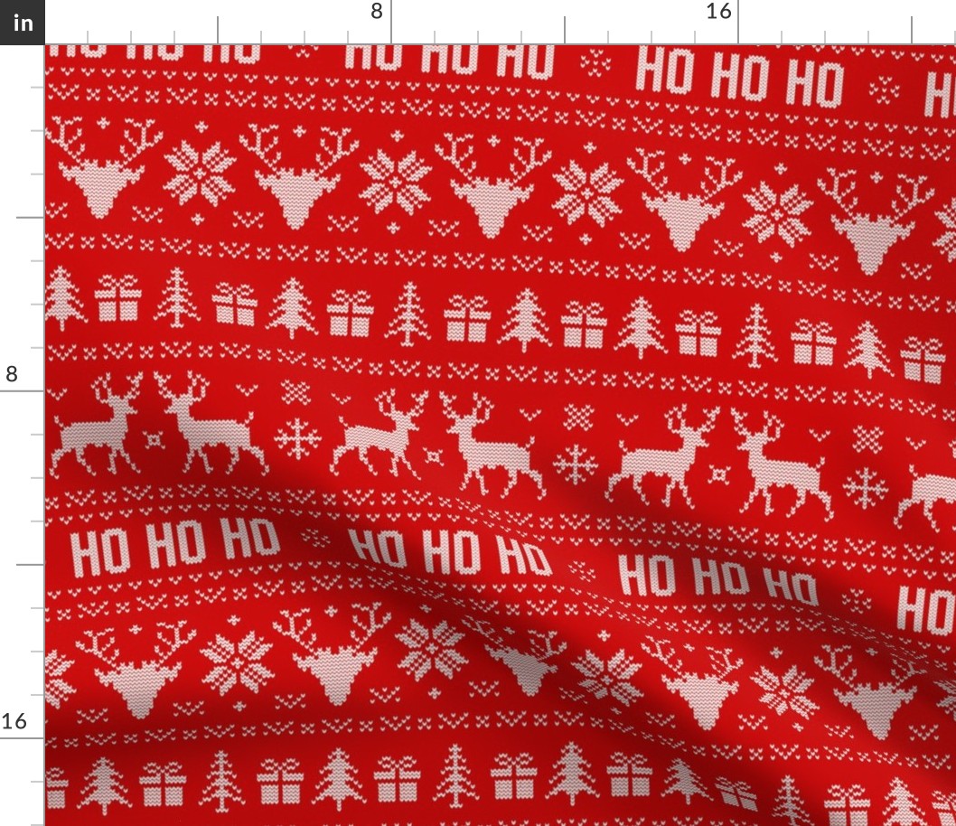 Ho Ho Ho Ugly Christmas Sweater Red - large scale